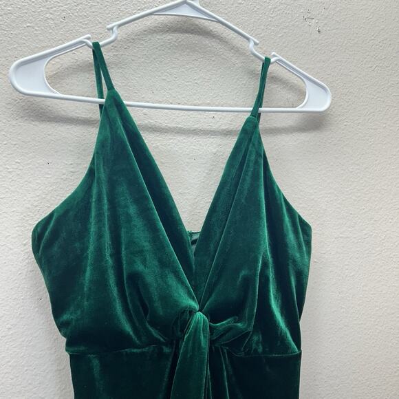 Tobi Velvet Green Y2K long slit maxi Prom dress Whimsigoth Fairy Witchy Gown M - Picture 2 of 7